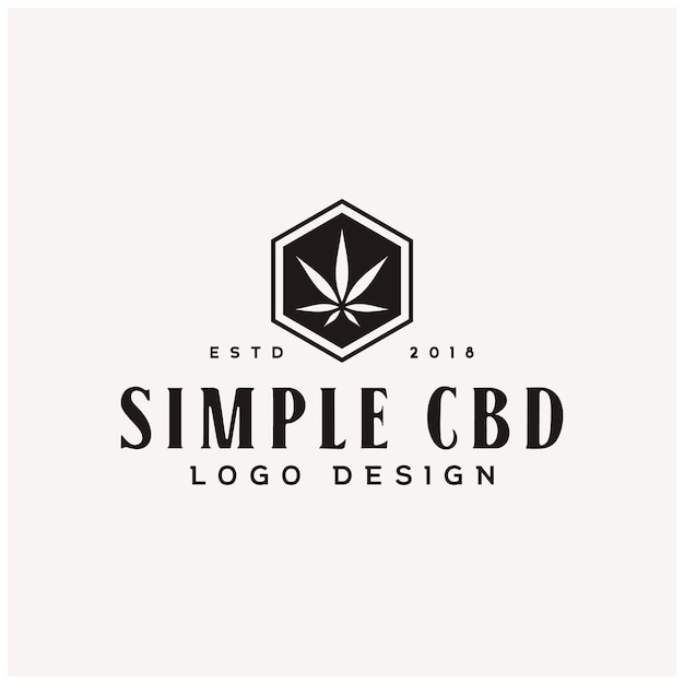 Thc cbd 栽培ロゴ デザインの六角形フレームとビンテージ マリファナ大麻麻ポット葉