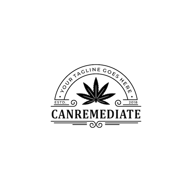 Vintage marijuana cannabis  medical health mediate logo design