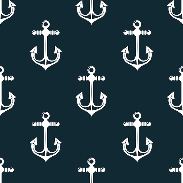 Vintage marine anchors seamless pattern