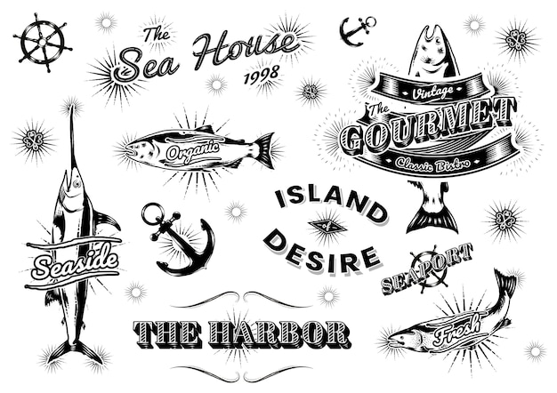 Vintage marine logos