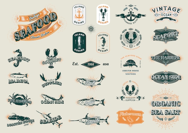 Vector vintage marine logos