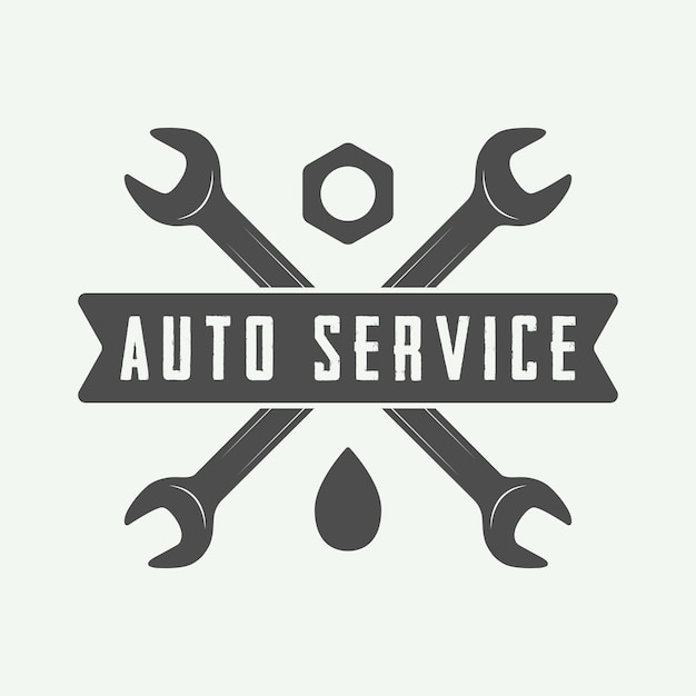 vintage mechanic label emblem and logo vector illustration