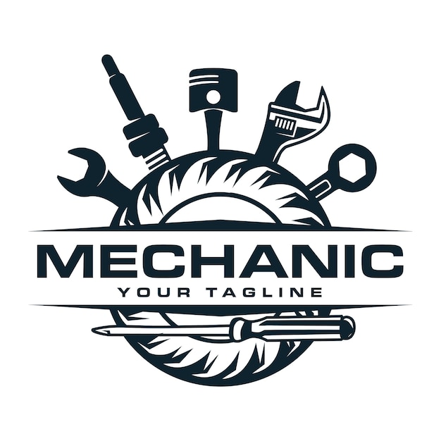 Vintage mechanic logo vector illustration