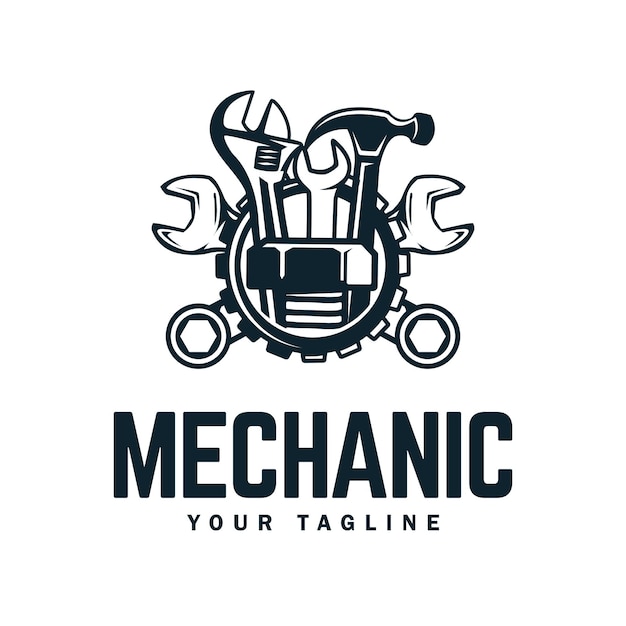 Vintage mechanic logo vector illustration