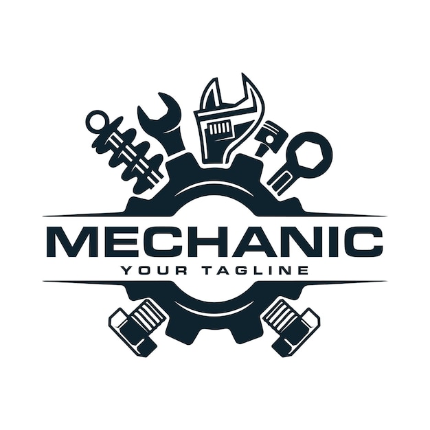 Vector vintage mechanic logo vector illustration