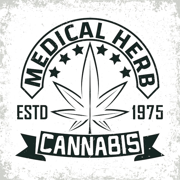 Vintage medical cannabis logo design