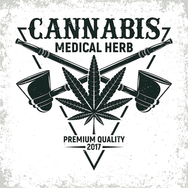 Vintage medicinale cannabis logo ontwerp