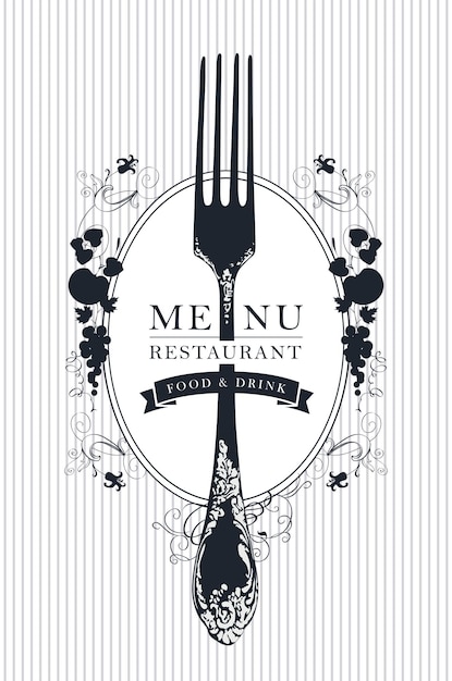 vintage menu with fork