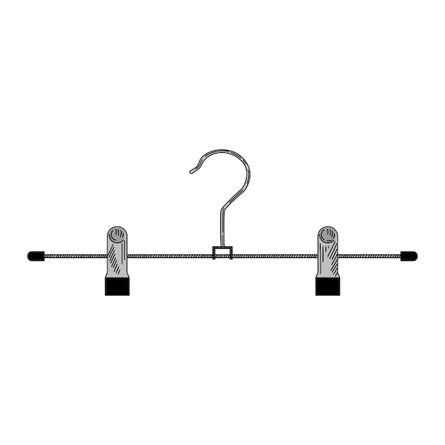 Vector vintage metal coat hanger with clothespins icon coat hanger for trousers and pant