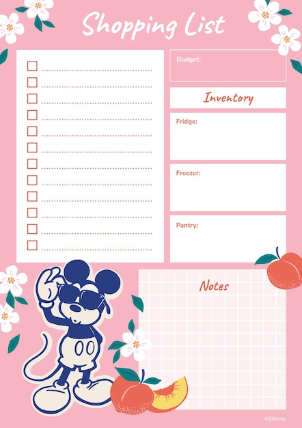 Vintage Mickey and Minnie Mouse Shopping List