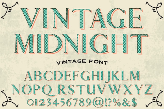 Vector vintage middernacht alfabet label ontwerp