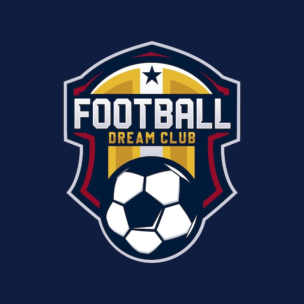 Vintage Modern badge emblem Football soccer sport team club league logo with shield and ball concept