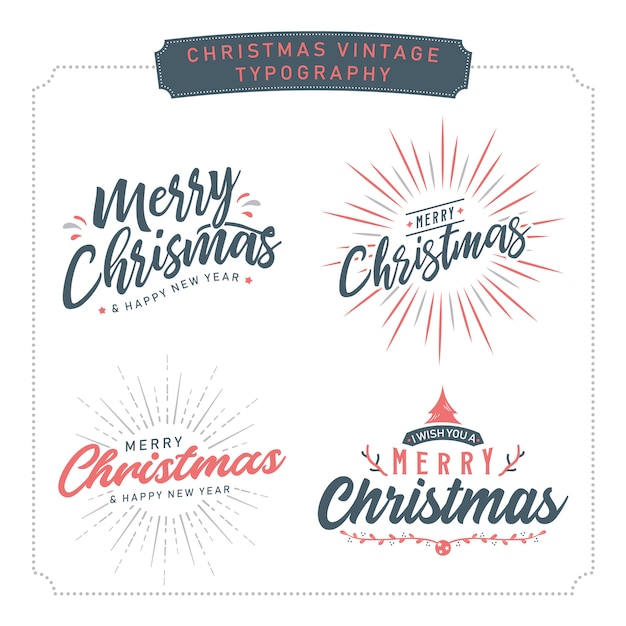 Vintage moderne kerst begroeting belettering collectie.