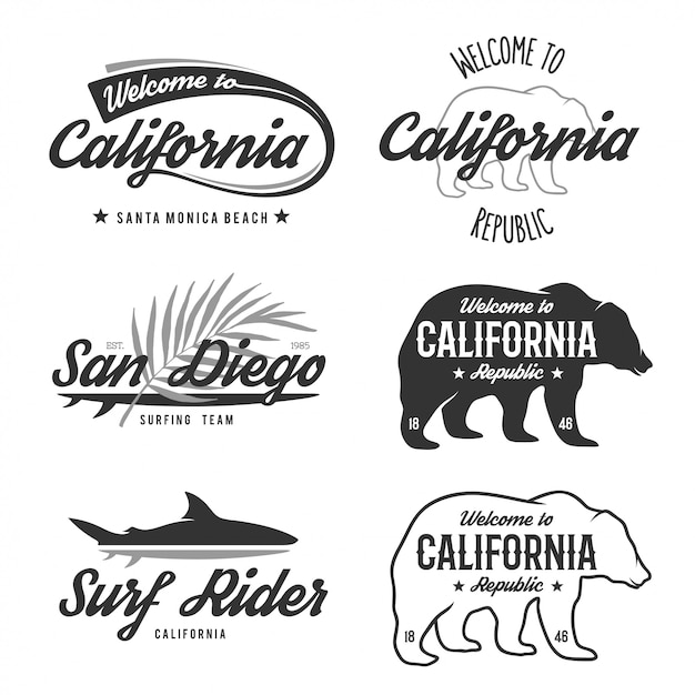 Vintage Monochrome California Badges.