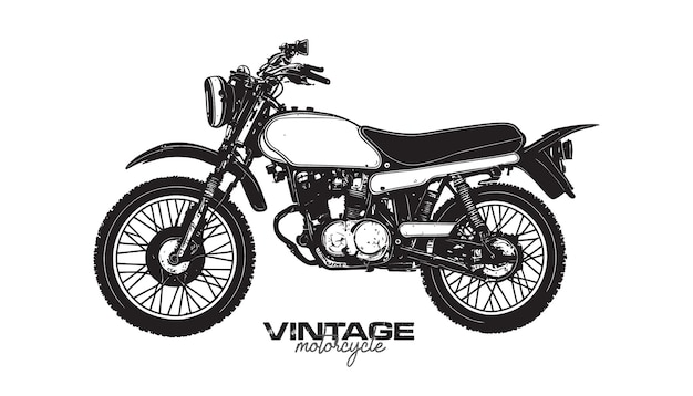 Vintage monochrome motorcycleClassic vintage motorcyclechopper bike vector illustration