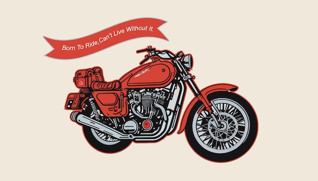 Vintage monochrome motorcycleclassic vintage motorcyclechopper bike vector illustration