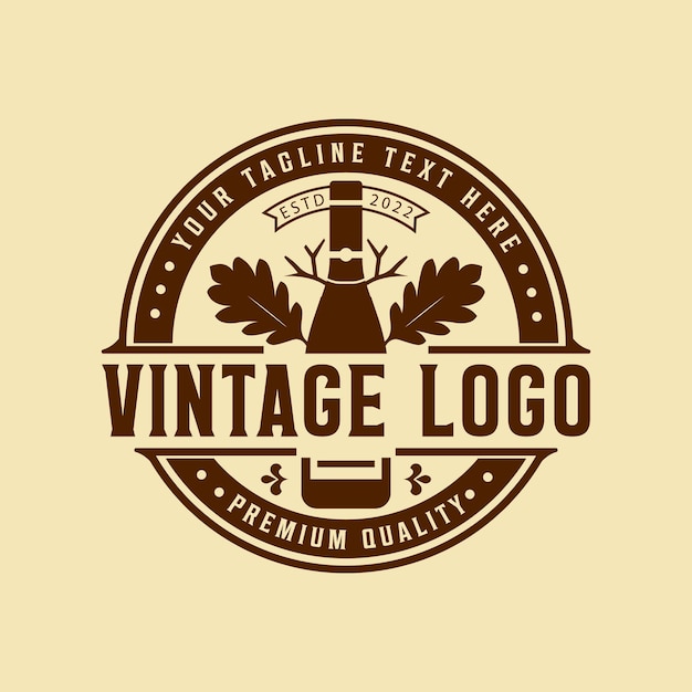 Vector vintage monochrome whiskey bar, emblems, labels, retro badges