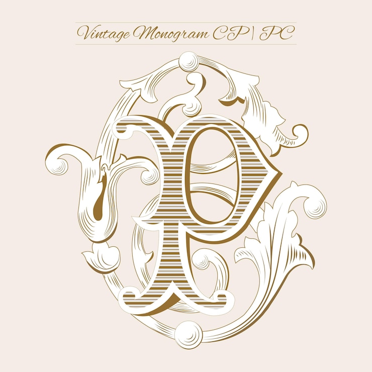 Vector vintage monogram cp pc