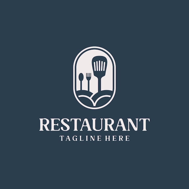 Vintage monoline restaurant logo design