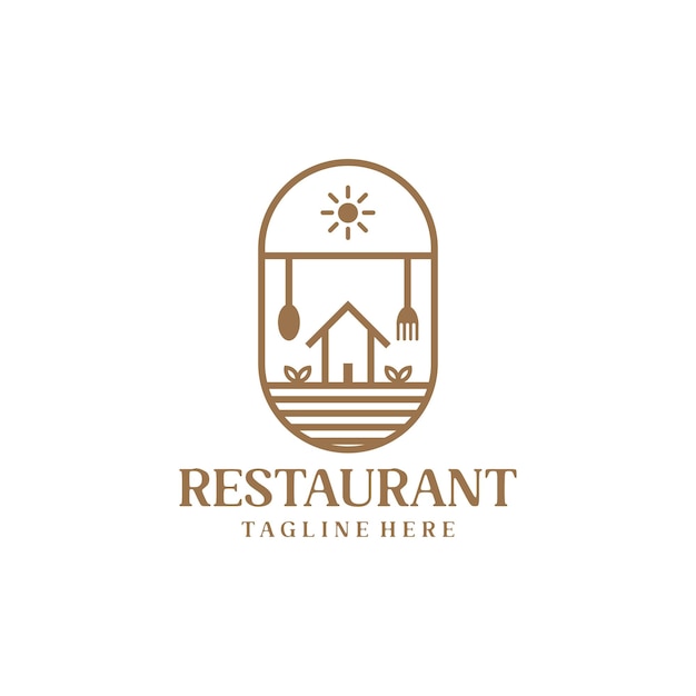 Vintage monoline restaurant logo design