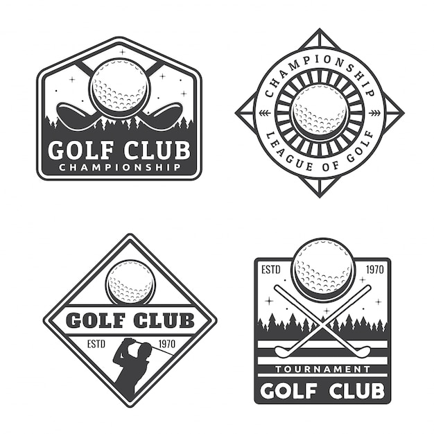 Vector vintage monotone golf badge set