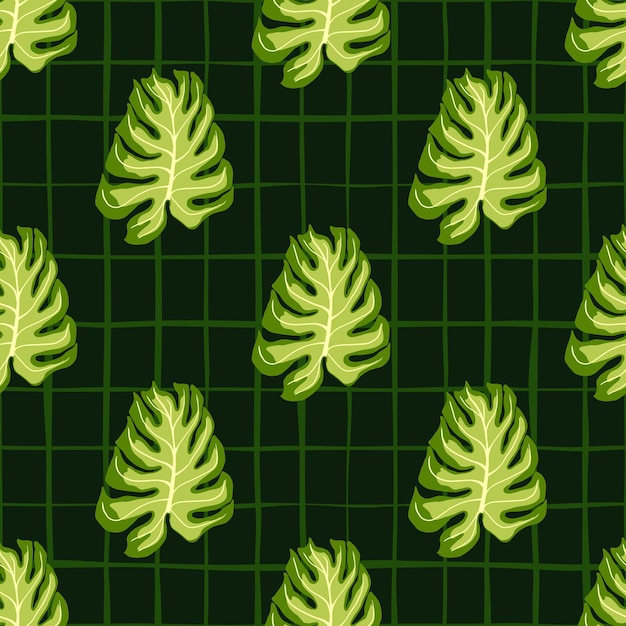 Vintage monstera leaves seamless pattern.