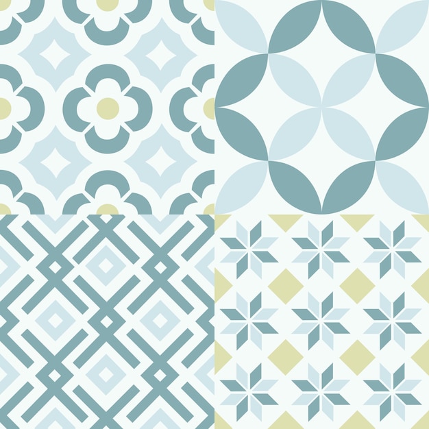 VINTAGE MOSAIC TILES IN PASTEL BLUE COLORS