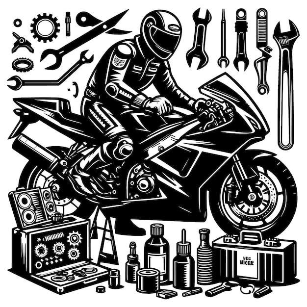 Vintage Moto Mechanic svg Vector FilesSilhouette