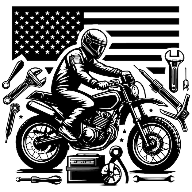 Vintage Moto Mechanic svg Vector FilesSilhouette