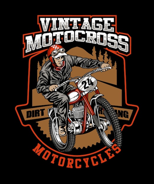 Premium Vector | Vintage motocross vector illustration