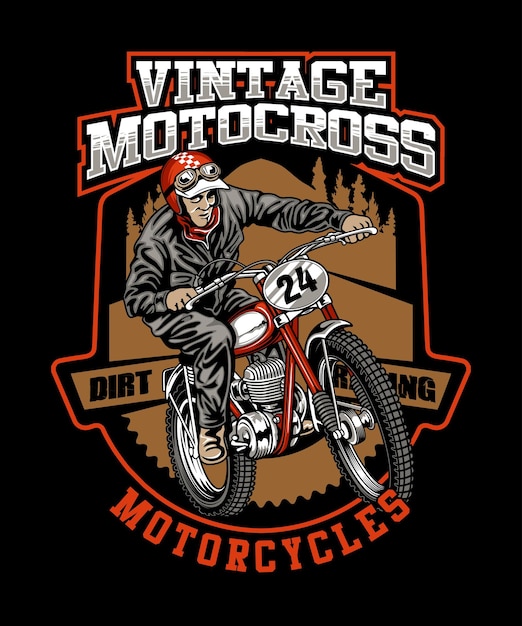 Vintage motocross vector illustration