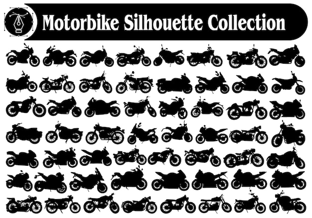 Vintage Motorbike and Modern Motorcycle Silhouettes Collection