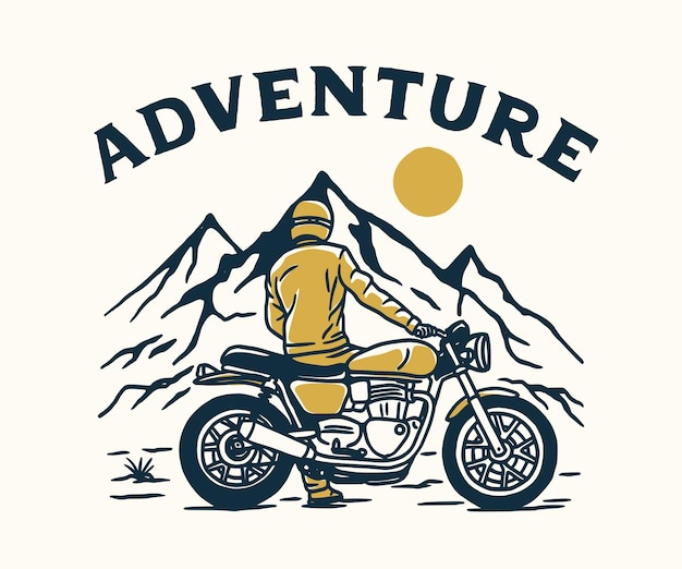 Vintage Motorcycle Adventure, Motocross Club. Hand drawn Vector illustration