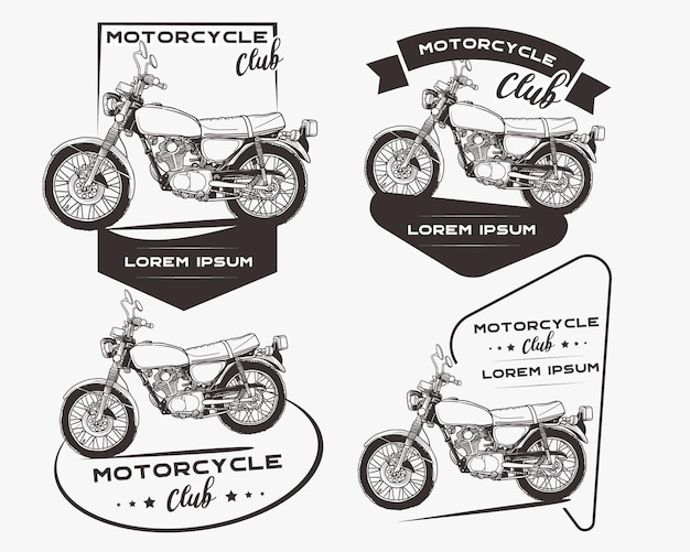 vintage motorcycle club logo set