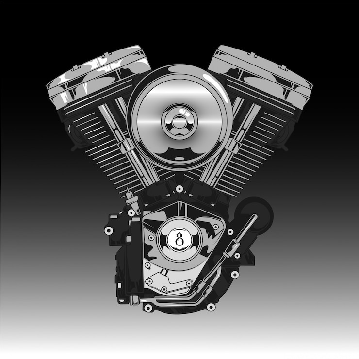 Vector vintage motorcycle engine 