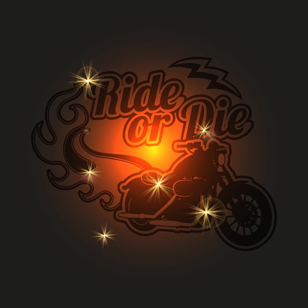 Vintage motorcycle label. motorbike shiny background