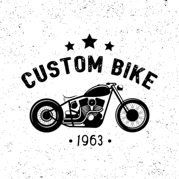 Logo moto d'epoca, bage, emblema. bici personalizzata. illustrazione vettoriale.