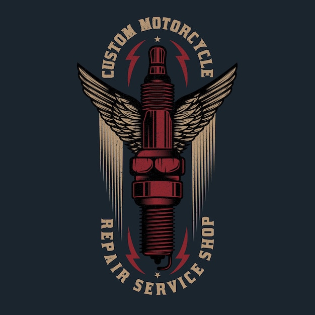 Vintage motorcycle repair logo