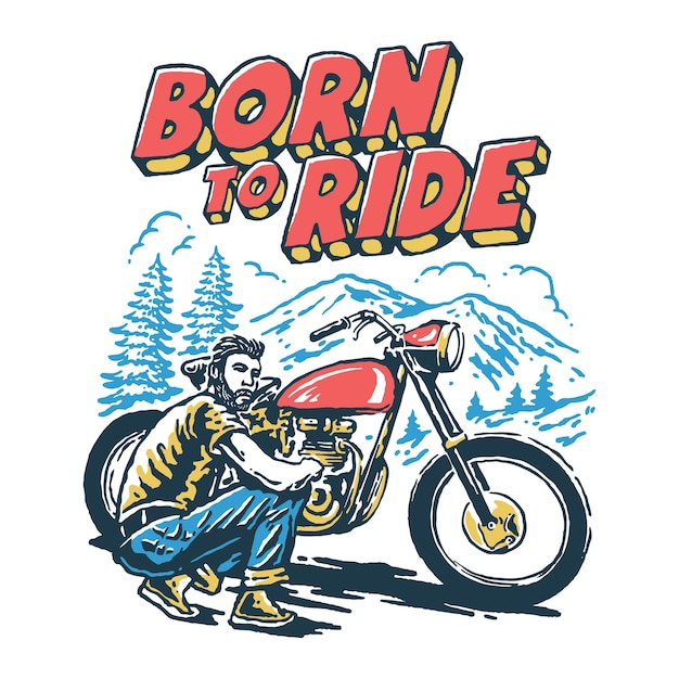 Vector vintage motorcycle rider illustration