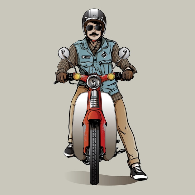 Vector vintage motorcycle riders