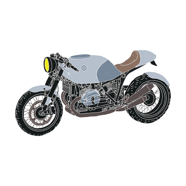 Vector vintage motorrad cafe racer motorcycle illustration set