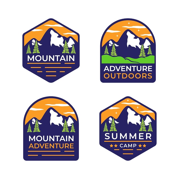 Vintage mountain adventure logo design vector template