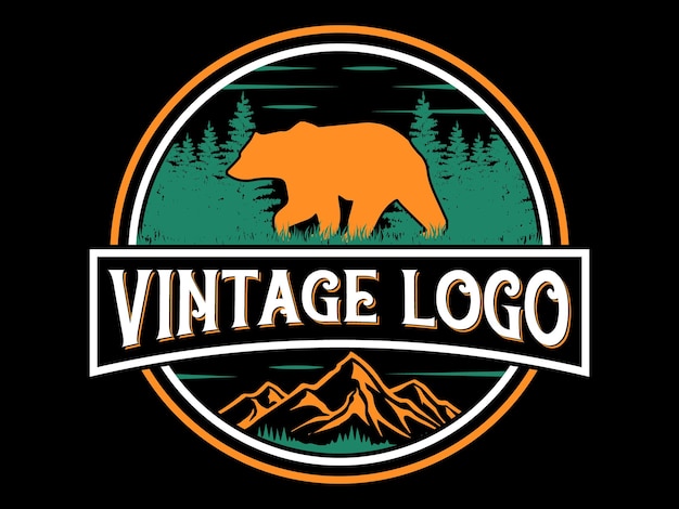 Vettore logo distintivo di montagna vintage