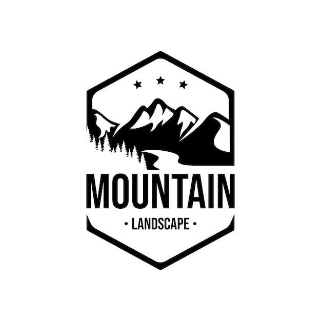 Vintage Mountain Landscape Stamp Logo Emblem