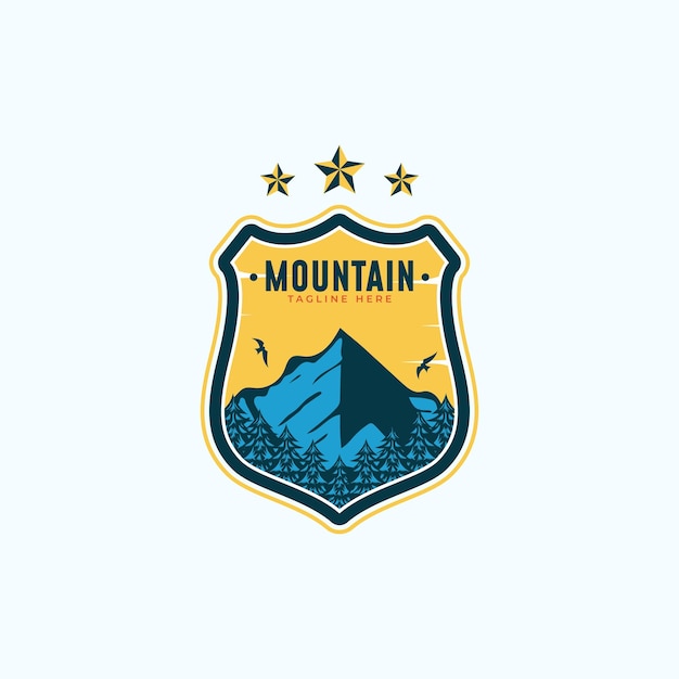 Vintage Mountain Logo Design Illustration For Outdoor Camping Climbing Hiking Travel and Adventure