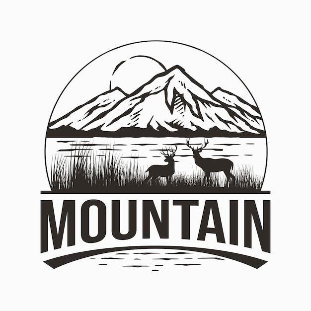 Vintage mountain logo design