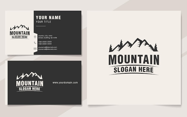 Vintage mountain logo template monogram style