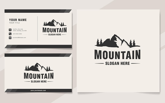 Vintage mountain logo with business card template