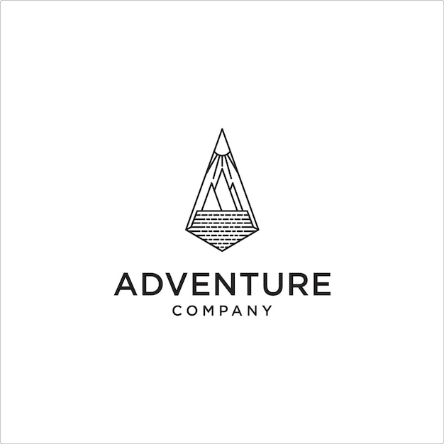 Vintage Mountain Outdoor Adventure Logo Badge geometrische lijn