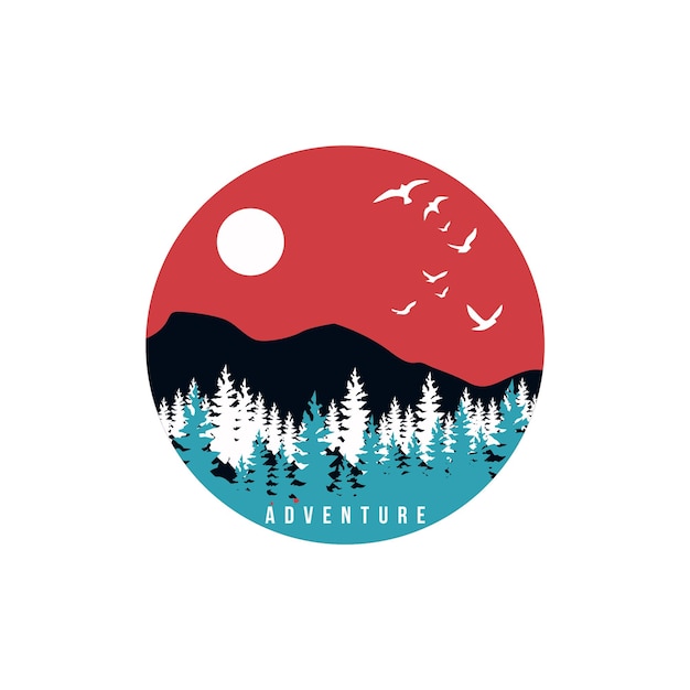 Vettore loghi vintage di montagne. illustrazione vettoriale di una montagna. logo dell'avventura in montagna.